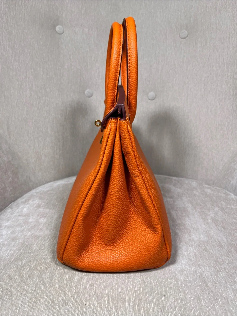 Elegant Orange Leather Top-Handle Satchel